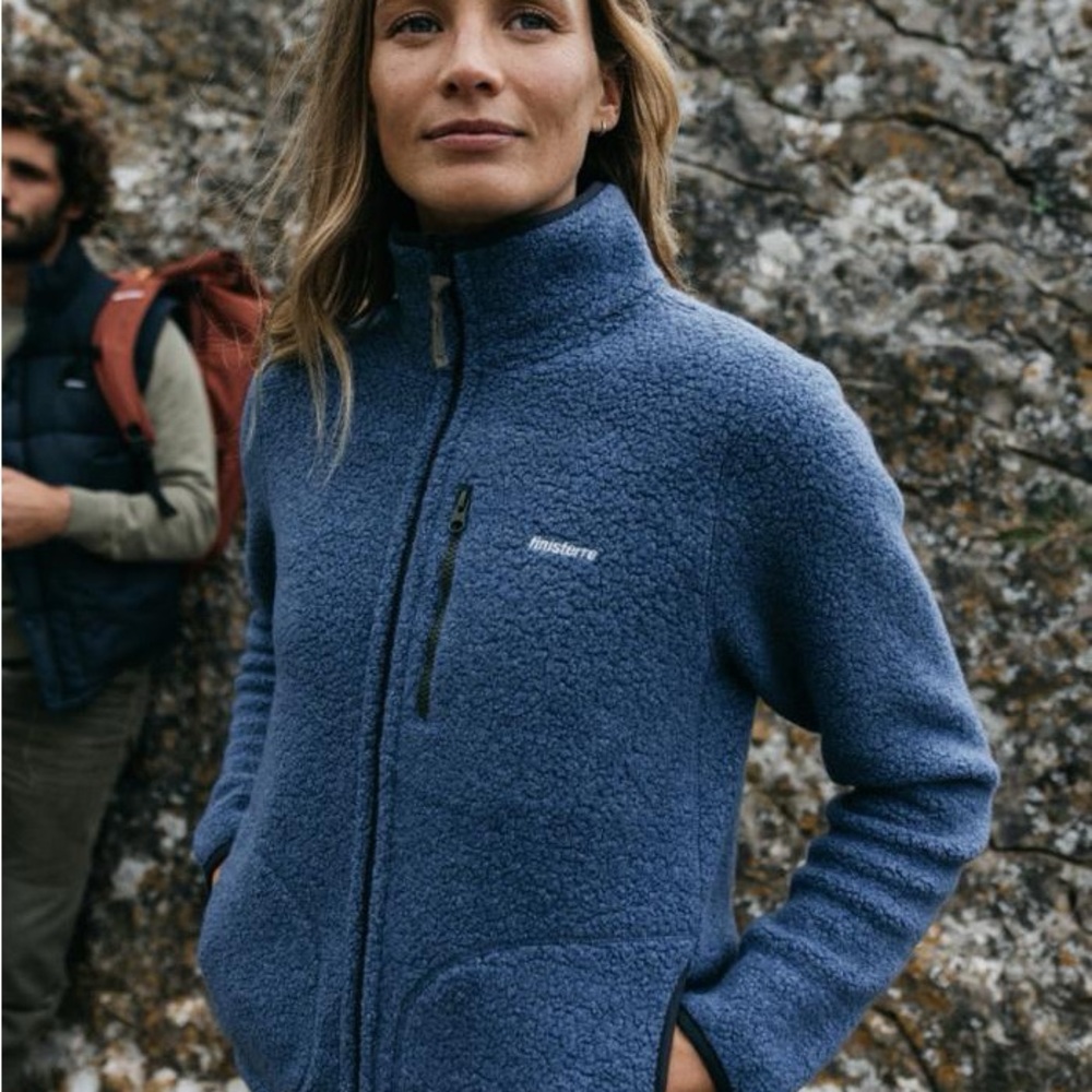 Finisterre Hegen Full Zip Wool Fleece in Coastal Fjord